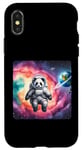 Coque pour iPhone X/XS Astronaute Panda flottant dans l'espace avec nébuleuse. Suit Planet