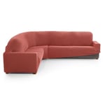 MAXIFUNDAS FUNDAS DE SOFA & CHAISE LONGUE. Corner Sofa Cover Relive Colour Coral. Super Elastic Protective Cover for Corner Sofa.