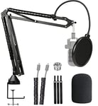 YOUSHARES Rode PodMic Stand with Microphone Cover Foam - Mic Boom Arm and Pop Filter for Rode PodMic Podcasting Microphone