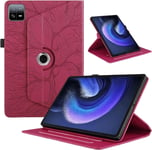 Mo-Bte Tablette Coque Pour Xiaomi Pad 6/Pad 6 Pro 11"" 2023 Pu Cuir 360°Rotatif Multi-Angle Stand Flip Cover Arbre De Vie Rotating Étui Housse Avec Veille/Réveil Automatique Protection Case,Rouge