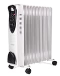 Oil Filled Radiator Free Standing – Electric Heater Energy Efficient – 11 Fin, 2500W, 3 Heat Settings – White, Electric Radiator – by Nuovva