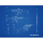 Artery8 FN SCAR-H Machine Gun Assault Rifle Blueprint Plan Premium Wall Art Canvas Print 18X24 Inch