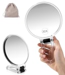 Miroir grossissant,Miroir de Maquillage grossissant 1X/30X Double Face, Miroir Compact Pliable pour Le Maquillage,Miroir de Voyage Rond,pour Maquillage et coiffage,convient pour la maison, les voyages