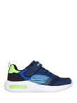 Skechers Kids' Bounder Tech Trainers, Navy/Lime