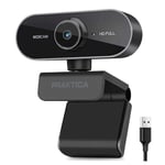 Praktica 1080P Full HD Webcam with Microphone - Auto Focus, Tripod Mount, Privacy Cover, Plug & Play USB Camera Compatible with PC Desktop Laptop Windows Mac Linux Zoom Skype Teams VoIP