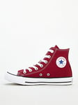 Converse Canvas Hi Top Trainers - Dark Red, Burgundy, Size 10, Women