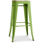 Tabouret de Bar - Design Industriel - Acier & Bois - 76cm - Stylix Vert clair