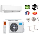 Midea - Pack Climatiseur réversible Mono-split arum a++ 3500w 35m2 + kit 15 mètres de pose complet wifi integre