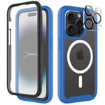 Coque Compatible avec Magsafe iPhone 14 Pro Max 360 Degrés Full Body Protection avec Protège d'écran Film Intégrée Housse iPhone 14 Pro Max Antichoc Etui Robuste Case pour iPhone 14 Pro Max 6.7" Blau