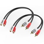 2 x RCA adaptateur câble 2 RCA mâle à 2 RCA femelle stéréo audio câble plaqué or 2 RCA rouge/blanc connecteur Jack extended video audio subwoofer auxiliaire audio câble 0.98ft