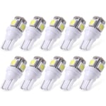 T10 w5w Led med 5st 5050SMD 6000k chip 12v DC  10-pack Vit