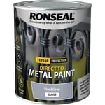 Ronseal Direct To Rust Metal Wood PVC Paint Int Exterior Steel Grey Gloss 750ml