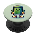 Garbage Trash Can Cartoon Character Design PopSockets Adhesive PopGrip