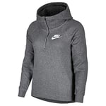 NIKE Women's Sportswear Advance 15 Hoodie Hoody, Womens, Sportswear Advance 15 Hoodie, Charcoal Heathr/Whit, Large