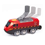 Jouet Hape Locomotive à Manivelle Rouge et Noire pour Circuit Train en Bois - Jeu Éducatif pour Enfant 3 ans et plus - Roule Sans Piles - Compatible Marques Traditionnelles de Circuit Train