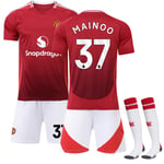 Manchester United Hemmafotbollströja för Barn 2024-2025 Kit Nr. 37 Mainoo 28