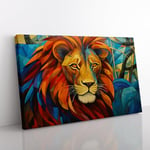 Lion Art Deco Canvas Print for Living Room Bedroom Home Office Décor, Wall Art Picture Ready to Hang, 76x50 cm (30x20 Inch)