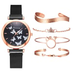 JZDH Women Montres Montres pour Femmes élégantes Cadre Papillon Magnet Magnet Montre Montre Fashion INOX Quartz Montre Robe Cadeau Femelle Montres Décoratives Décoratives pour Femmes (Color : D)