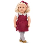 Our Generation - 46 cm Doll - Ivory - Long Blond Hair & Brown Eyes - Holiday Fashion Outfit - Red Dress with Sparkly Collar - Toys for Kids 3 years +