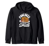 Pancakes Make Me Smile Funny Pancake Zip Hoodie