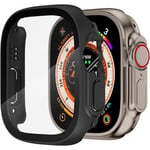 Apple Watch Ultra 1/2 (49mm) Stöttåligt Skal 9H Härdat Glas 2in1 Svart