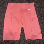 Women’s S Small ~ Nike Go Leggings Firm-Support Mid Rise 8” 20cm Length Pockets