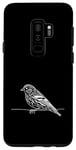 Coque pour Galaxy S9+ Line Art Oiseau et Ornithologue Pin Siskin