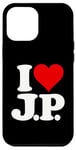 Coque pour iPhone 13 Pro Max I Love Heart J.P. JP J P Initiales de monogramme