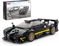 CMJ RC Cars Officially Licensed 1:28 Scale Pagani Zonda R Brick Model Building Kit – 387 Piece Pagani Zonda R Vehicle Collectible Construction Blocks Set Gift for Kids Adults (Black)