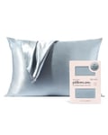 Kitsch Satin Pillowcase with Zipper, Softer Than Real Silk Pillow Cases, Standard Size 19x26 Inches, Breathable Smooth Cooling Pillow Covers for Hair with 600 Thread Count (Haze Blue, Queen, 1 Pc)