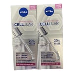 2 X Nivea Cellular Filler Replumping Hyaluronic Acid Face Serum 30ml New