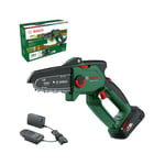 Bosch Home and Garden Élagueur sans fil compact EasyChain 18V-15-7 (pour couper le bois ; système 18 V ; vitesse de la chaîne : 6,95 m/s ; avec batterie 2,5 Ah et chargeur)