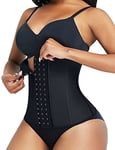 FeelinGirl Gaine Amincissante Ventre Plat Latex Corset Minceur Waist Trainer Sport Body Gainant Invisible Ceinture Formateur de Taille 3 Crochets Acier Plates Noir S