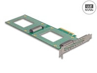 Delock PCI Express 4.0 x8 Karte zu 2 x intern U.2 NVMe SFF-8639 - Bifurcation (LxB: 236 x 87 mm)