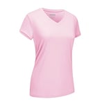 EKLENTSON Women V Neck Tshirt Sun Protection Shirts for Women Work Out Tops Gym for Women Light Pink,L