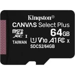 KINGSTON Carte mémoire flash - Canvas Select Plus - 64 Go - A1 / Video Class V10 / UHS Class 1 / Class10 - microSDXC UHS-I