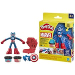 Play-Doh Captain America, coffret Bouclier tamponneur avec figurine flexible, accessoires et pâte à modeler, dès 4 ans, Marvel