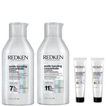 Redken Acidic Bonding Concentrate Shampoo and Conditioner 500ml with Leave-In Treatment 2 x 30ml, Bond Repair for Damaged Hair