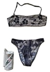 LACOSTE Bikini Swimsuit 2 Piece Halter Neck Size 10 Blue Floral New With Pouch