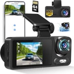 Dashcam,2K WiFi avec App Control,Dashcam Front Interior avec Carte SD 64GB,écran intégré 1,5 Pouces,Dashcam supporte la Surveillance du Parking,Le capteur G,l'enregistrement en Boucle