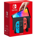 Console Nintendo Switch – Modèle OLED (bleu néon/rouge néon) Version HK Chargeur UK d'origine avec l'Adaptateur UK-FR