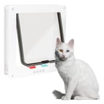 Hengda - Chatière avec tunnel Chatière Flap 4 voies Fermeture Pet Chatière pour animaux domestiques 23.5x25cm,blanc