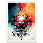 Artery8 Abstract Geometric Spectral Prism Kaleidoscope Colour Light Shapes Modern Watercolour Illustration Artwork Framed A3 Wall Art Print