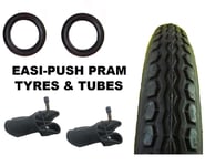 2 x Baby Jogger City EASI-PUSH PRAM TYRES 12 1/2" x 2 1/4 + Bent Valve tubes