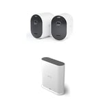 Arlo Pro 5 2K + SmartHub, Caméra de Surveillance WiFi Extérieure sans Fil,Batterie Rechargeable Longue durée, Vision Nocturne Couleur Avancée, Sirène, Essai Secure Inclus, 2 Caméras Blanc