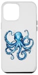 Coque pour iPhone 15 Pro Max Poulpe bleu cool pour amoureux de la mer, de l'océan, des tentacules