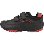 Geox Garçon J New Savage Boy A Chaussures, Black/Red, 25 EU