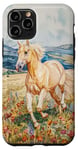 Coque pour iPhone 11 Pro Aquarelle Running Palamino Horse in Meadow