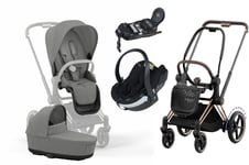 Cybex e-Priam Duovagn inkl. BeSafe iZi Go Modular X2 &  Bas, Mirage Grey/Rose Gold