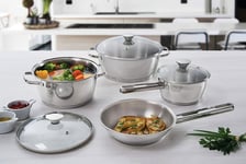 Tramontina Allegra 5pc Cookware Set Saucepan Frying Pan Steamer INDUCTION